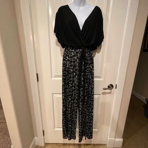 Fresh of LA 3X jumper with belt black and cream stretchy